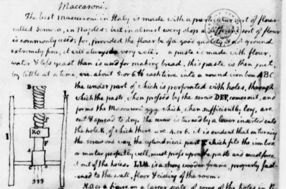 A portion of Jefferson's notes for a macaroni press.